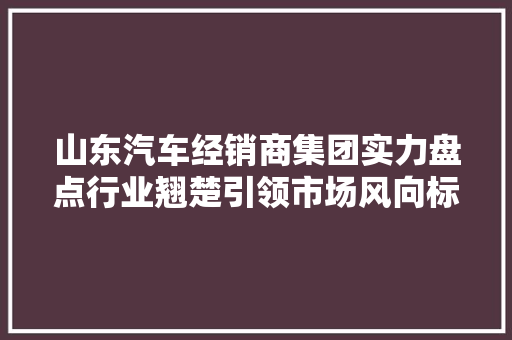 山东汽车经销商集团实力盘点行业翘楚引领市场风向标