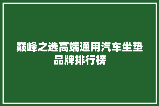 巅峰之选高端通用汽车坐垫品牌排行榜