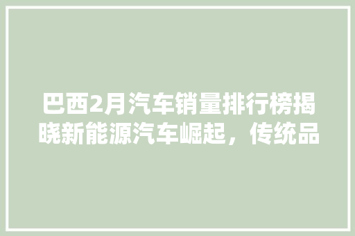巴西2月汽车销量排行榜揭晓新能源汽车崛起，传统品牌面临挑战