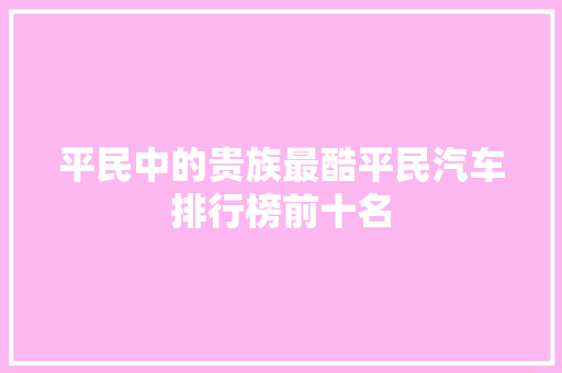 平民中的贵族最酷平民汽车排行榜前十名