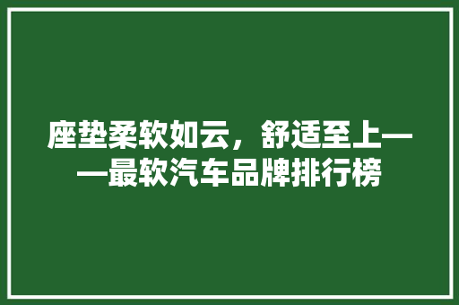 座垫柔软如云，舒适至上——最软汽车品牌排行榜