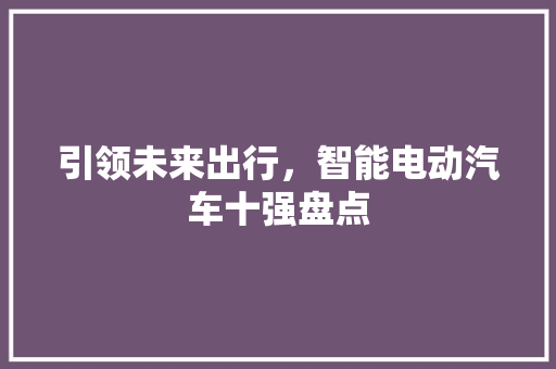 引领未来出行，智能电动汽车十强盘点