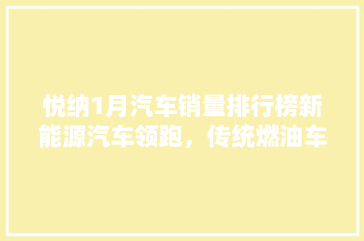 悦纳1月汽车销量排行榜新能源汽车领跑，传统燃油车面临挑战
