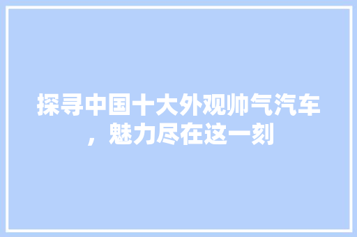 探寻中国十大外观帅气汽车，魅力尽在这一刻