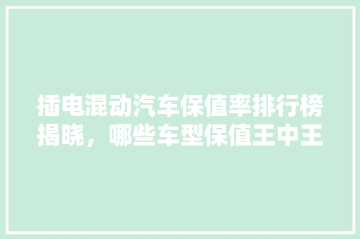 插电混动汽车保值率排行榜揭晓，哪些车型保值王中王