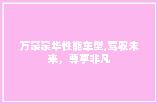 万豪豪华性能车型,驾驭未来，尊享非凡