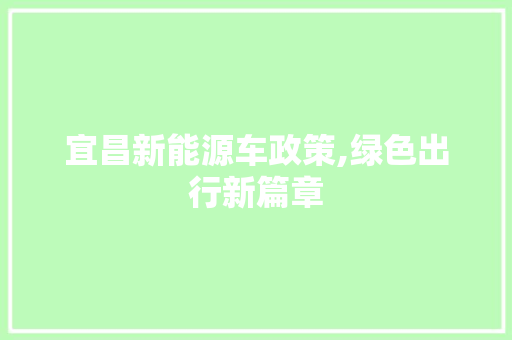 宜昌新能源车政策,绿色出行新篇章 汽车展览