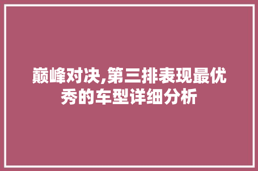 巅峰对决,第三排表现最优秀的车型详细分析 汽车展览