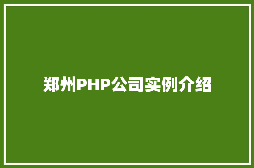郑州PHP公司实例介绍