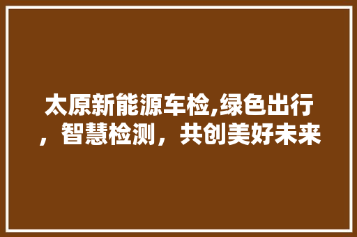 太原新能源车检,绿色出行，智慧检测，共创美好未来