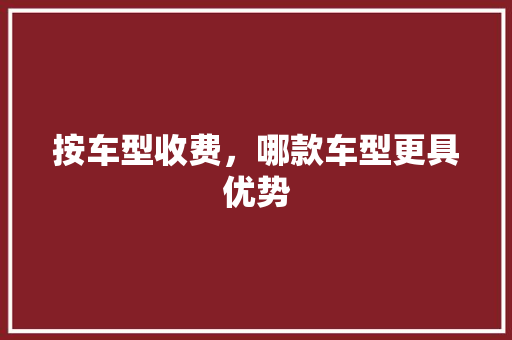 按车型收费，哪款车型更具优势