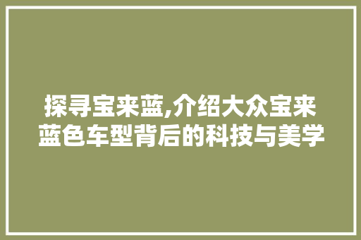 探寻宝来蓝,介绍大众宝来蓝色车型背后的科技与美学 新车资讯