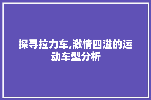 探寻拉力车,激情四溢的运动车型分析