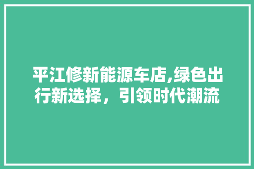 平江修新能源车店,绿色出行新选择，引领时代潮流