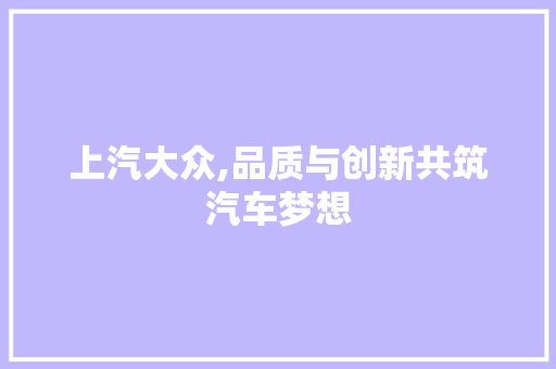 上汽大众,品质与创新共筑汽车梦想
