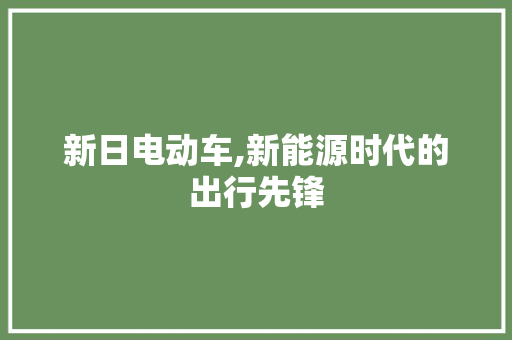 新日电动车,新能源时代的出行先锋
