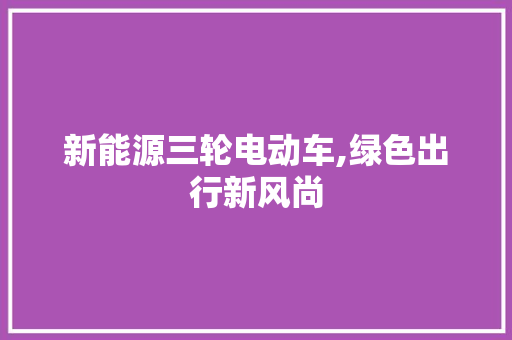 新能源三轮电动车,绿色出行新风尚