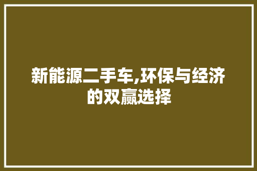 新能源二手车,环保与经济的双赢选择