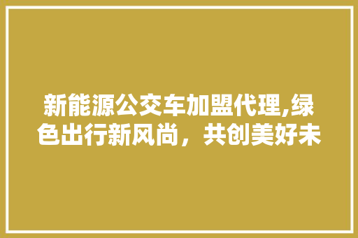 新能源公交车加盟代理,绿色出行新风尚，共创美好未来 新车资讯