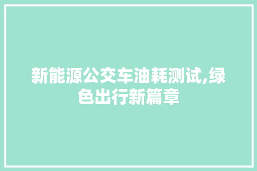 新能源公交车油耗测试,绿色出行新篇章