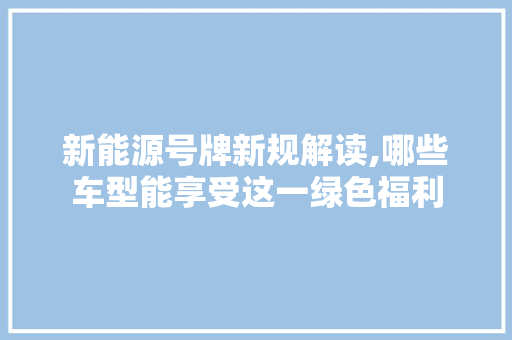 新能源号牌新规解读,哪些车型能享受这一绿色福利 汽车配件