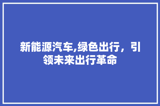 新能源汽车,绿色出行，引领未来出行革命 新车资讯