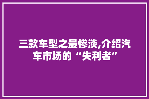 三款车型之最惨淡,介绍汽车市场的“失利者”