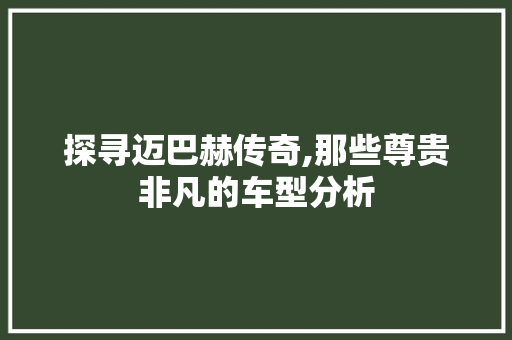 探寻迈巴赫传奇,那些尊贵非凡的车型分析