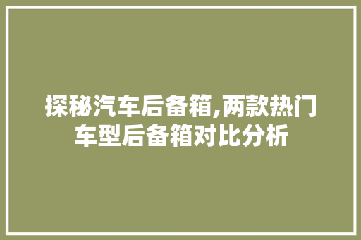 探秘汽车后备箱,两款热门车型后备箱对比分析 车载导航