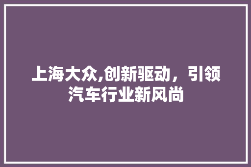 上海大众,创新驱动，引领汽车行业新风尚