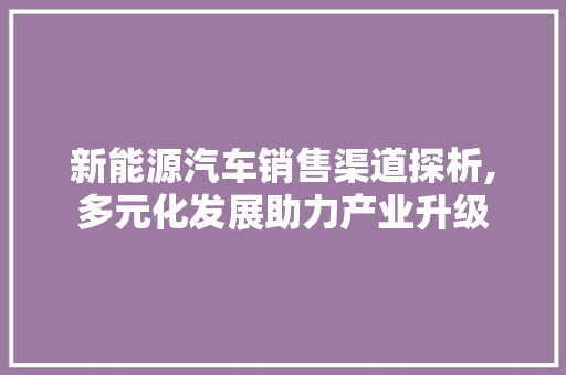 新能源汽车销售渠道探析,多元化发展助力产业升级