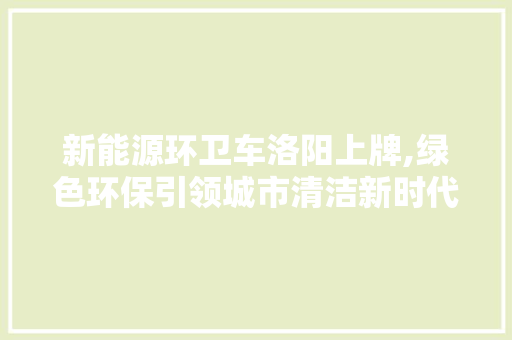 新能源环卫车洛阳上牌,绿色环保引领城市清洁新时代 车载导航