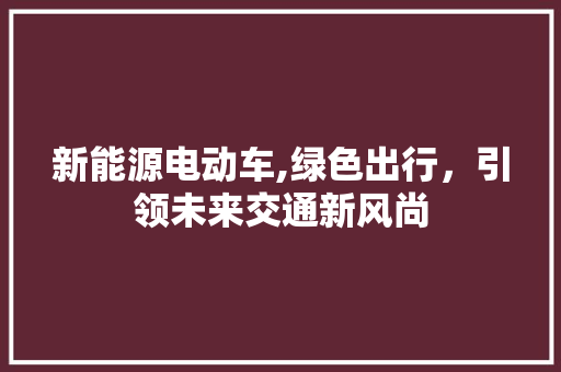 新能源电动车,绿色出行，引领未来交通新风尚