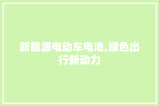 新能源电动车电池,绿色出行新动力