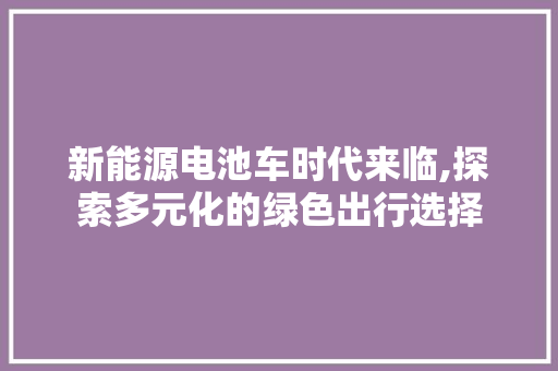 新能源电池车时代来临,探索多元化的绿色出行选择 汽车轮胎