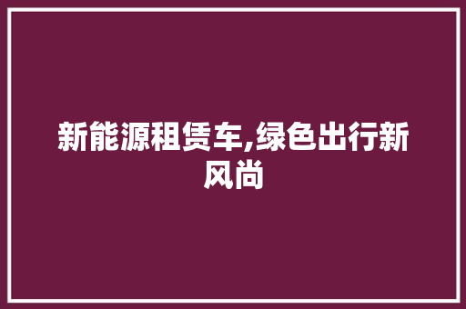 新能源租赁车,绿色出行新风尚