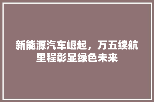 新能源汽车崛起，万五续航里程彰显绿色未来