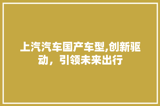 上汽汽车国产车型,创新驱动，引领未来出行