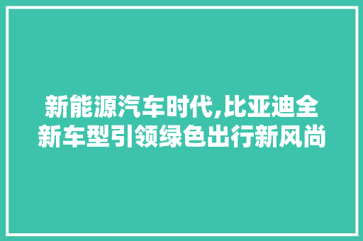 新能源汽车时代,比亚迪全新车型引领绿色出行新风尚