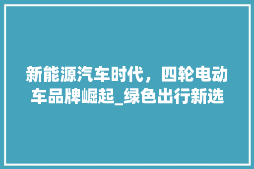 新能源汽车时代，四轮电动车品牌崛起_绿色出行新选择