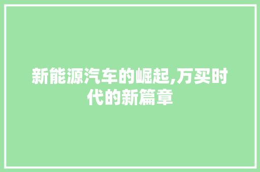 新能源汽车的崛起,万买时代的新篇章