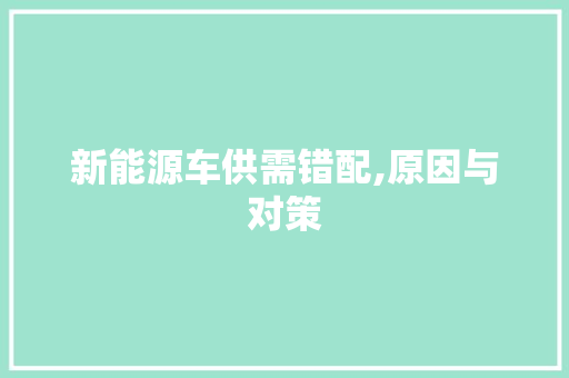 新能源车供需错配,原因与对策