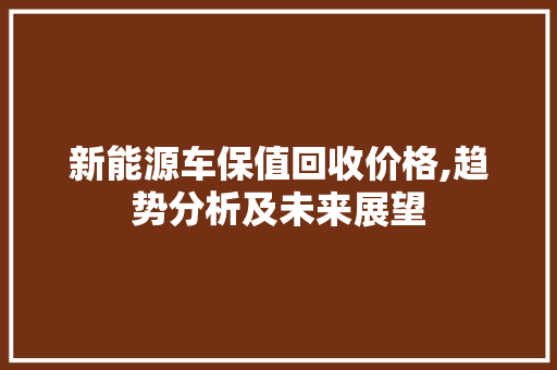 新能源车保值回收价格,趋势分析及未来展望