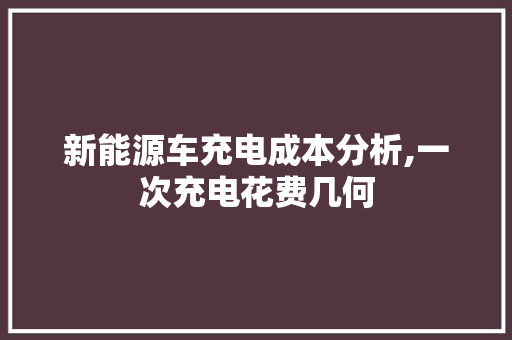 新能源车充电成本分析,一次充电花费几何 新能源汽车