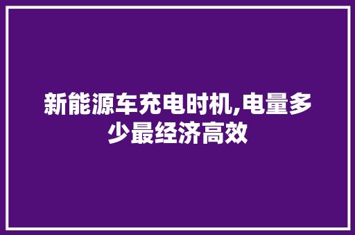 新能源车充电时机,电量多少最经济高效 汽车配件