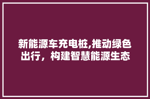 新能源车充电桩,推动绿色出行，构建智慧能源生态