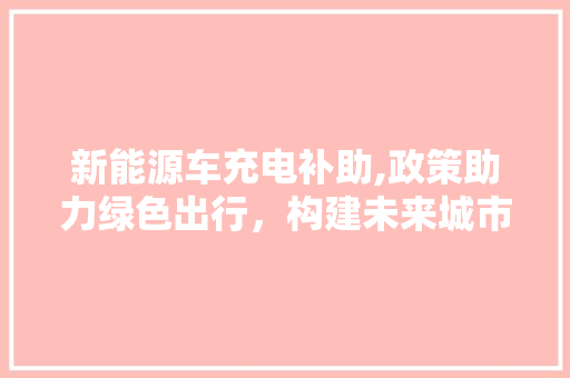 新能源车充电补助,政策助力绿色出行，构建未来城市交通蓝图 车型评测