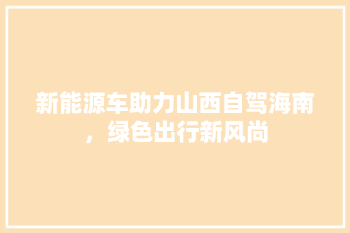 新能源车助力山西自驾海南，绿色出行新风尚 新能源汽车
