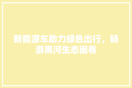 新能源车助力绿色出行，畅游黑河生态画卷