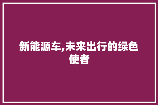 新能源车,未来出行的绿色使者